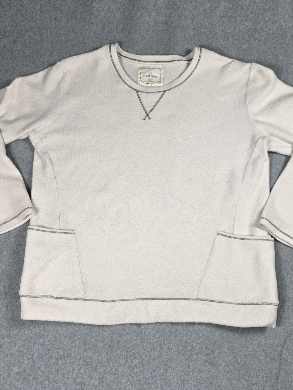 Cuddl Duds Women's Crewneck Sweatshirt in Light Cream